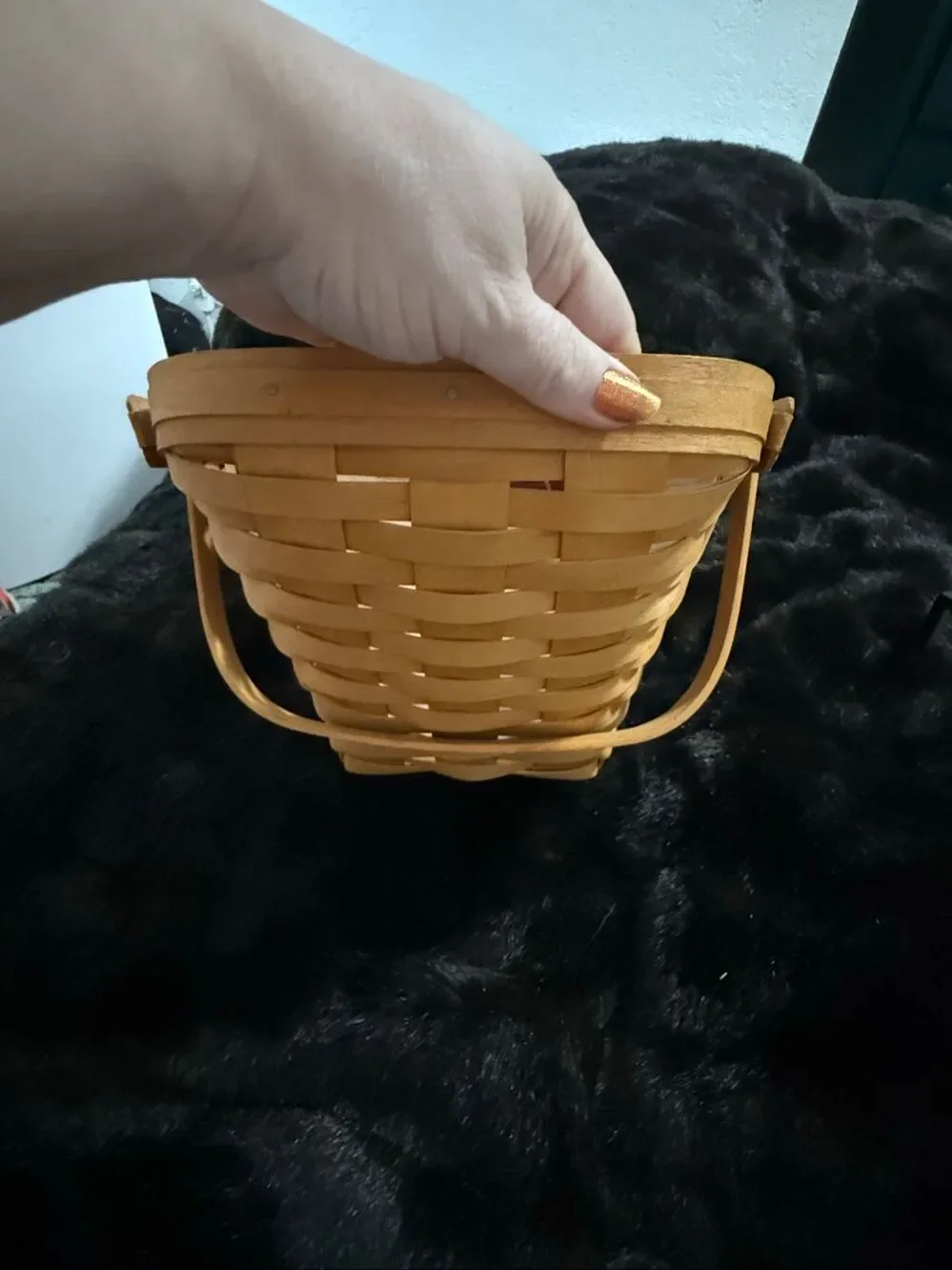 Longaberger Angled Vegetable, Flower Basket with Clear Plastic Liner 16x9